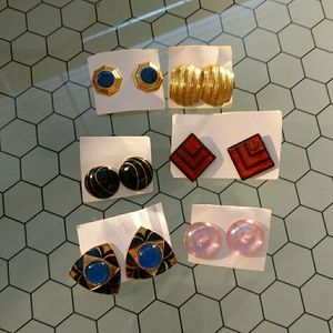 6 pair authentic 1980s earrings